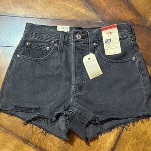 NWT Levi Strauss 501 Black Denim Shorts Size 26